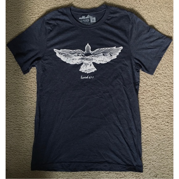 HOPE Outfitters Aegean Blue Short-Sleeve Isaiah 61:1 Top - Picture 1 of 6